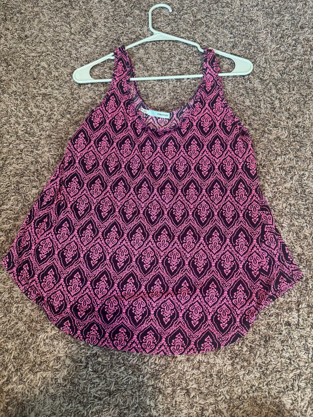 Maurices Pink & Black Patterned Tank Top